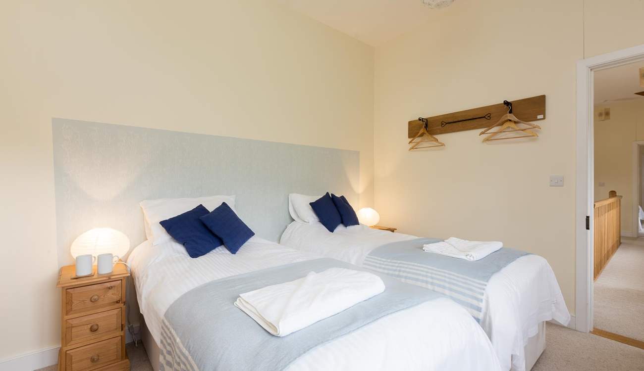 This photo shows the bed made up as twins.