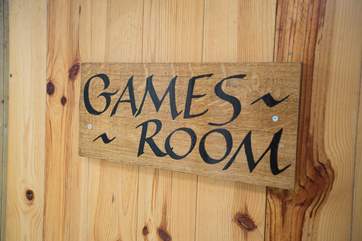 The games-room is just next to the front door to Lambs Lawn, in part of one of the farm's barns.