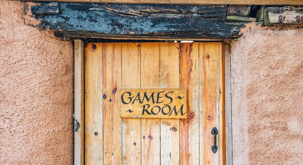 The games-room is just next to the front door to Lambs Lawn, in part of one of the farm's barns.