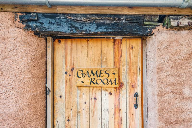 The games-room is just next to the front door to Lambs Lawn, in part of one of the farm's barns.