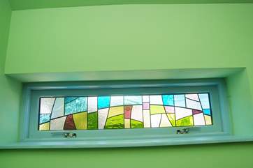 This stained glass window has been specially made for Stargazy Skies.