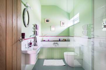 The bathroom has everything you need.