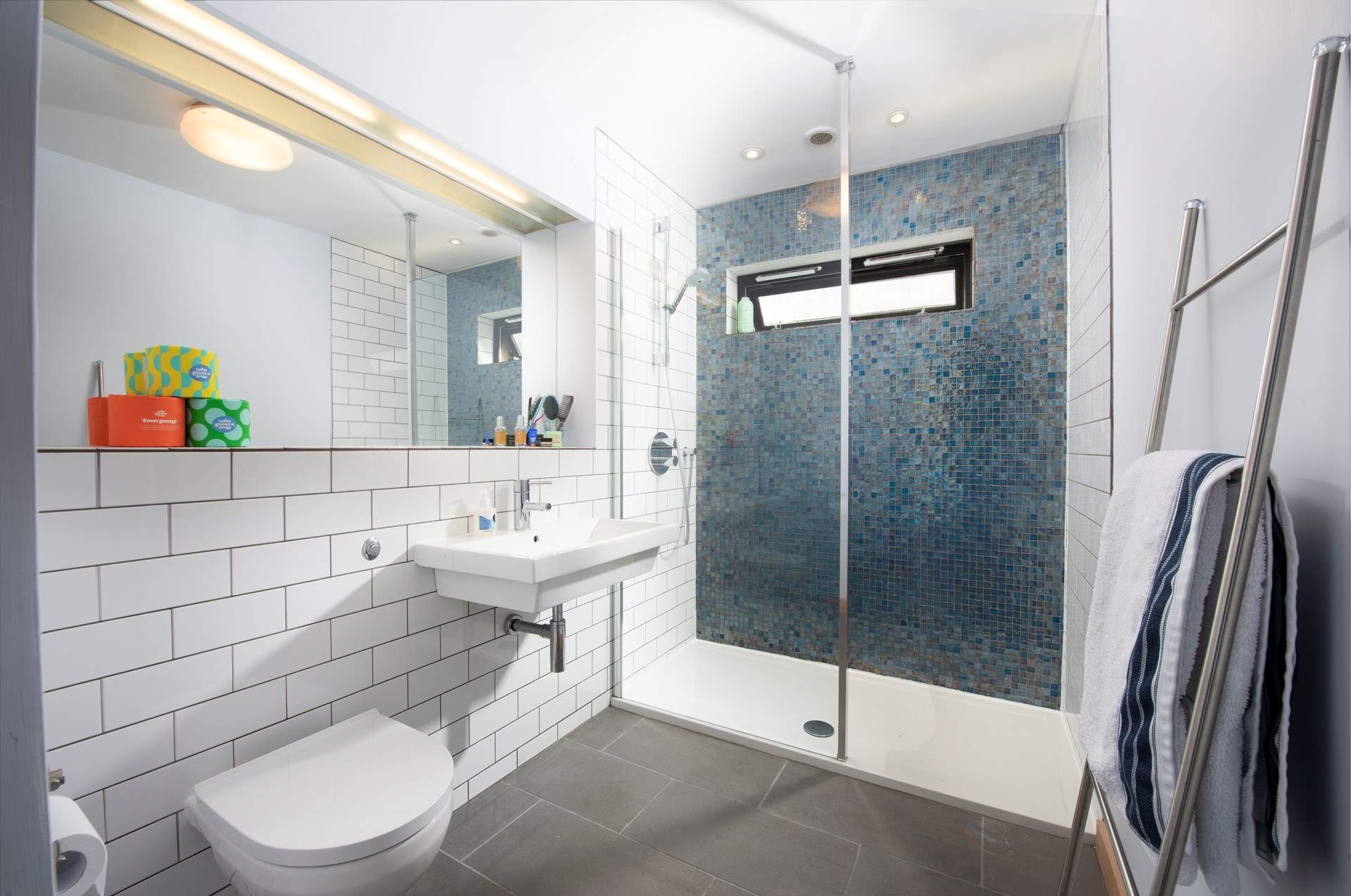 The sparkling shower-room is on the ground floor, next to bedroom 1.