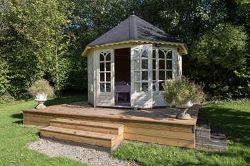 This gorgeous summer-house is solely for guests' use. The perfect spot for enjoying the glorious surroundings.
