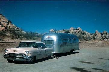 What better than a pink Cadillac and an Airstream behind - this photo dates to the early sixties.