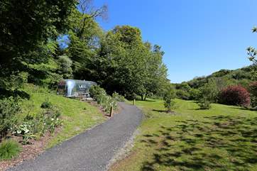 The small lane approaching the Airstream - you can park just on the left and walk a few yards down.