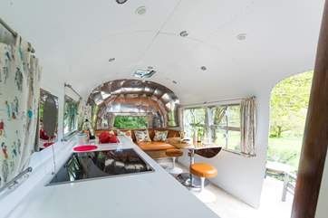 Looking down towards the seating at the end of Airstream 1234.