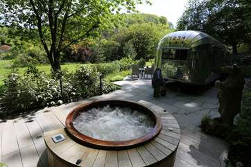 Relax in the hot tub and enjoy the views.