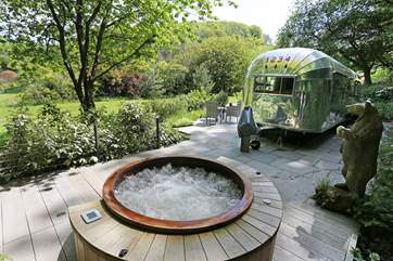 Relax in the hot tub and enjoy the views.