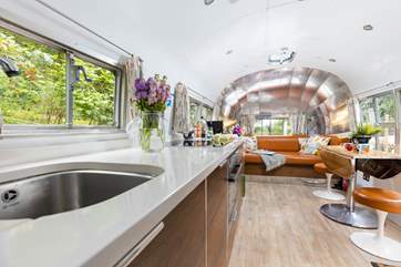 Looking through from the kitchen to the stylish living area.