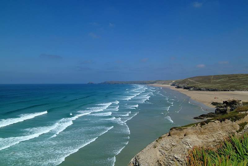 The beach at Perranporth is one of Cornwall's finest beaches and is just down the road from Sunnyside Cottage.