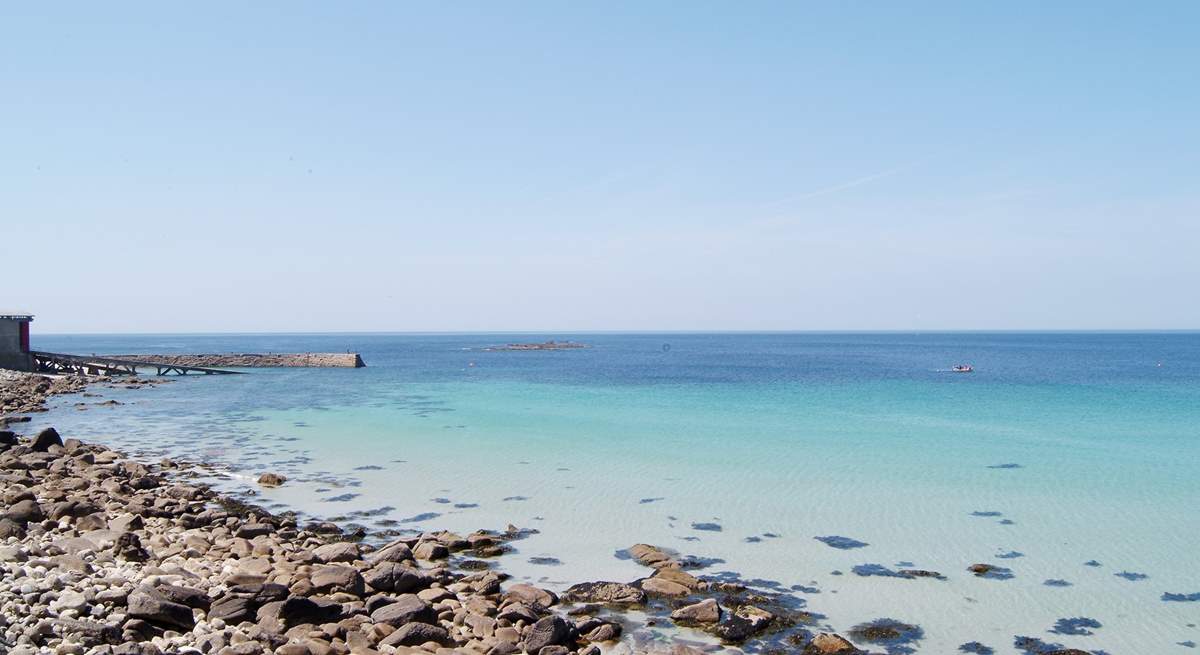 The beautiful beach at Sennen Cove (not the view from the property).