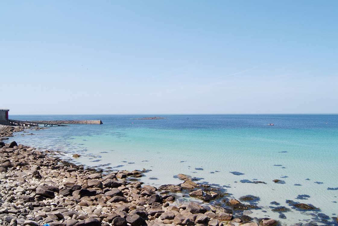 The beautiful beach at Sennen Cove (not the view from the property).