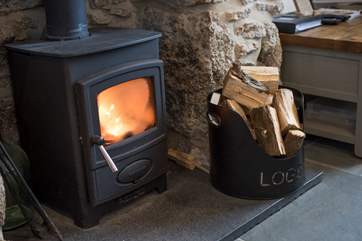 A roaring wood-burner.