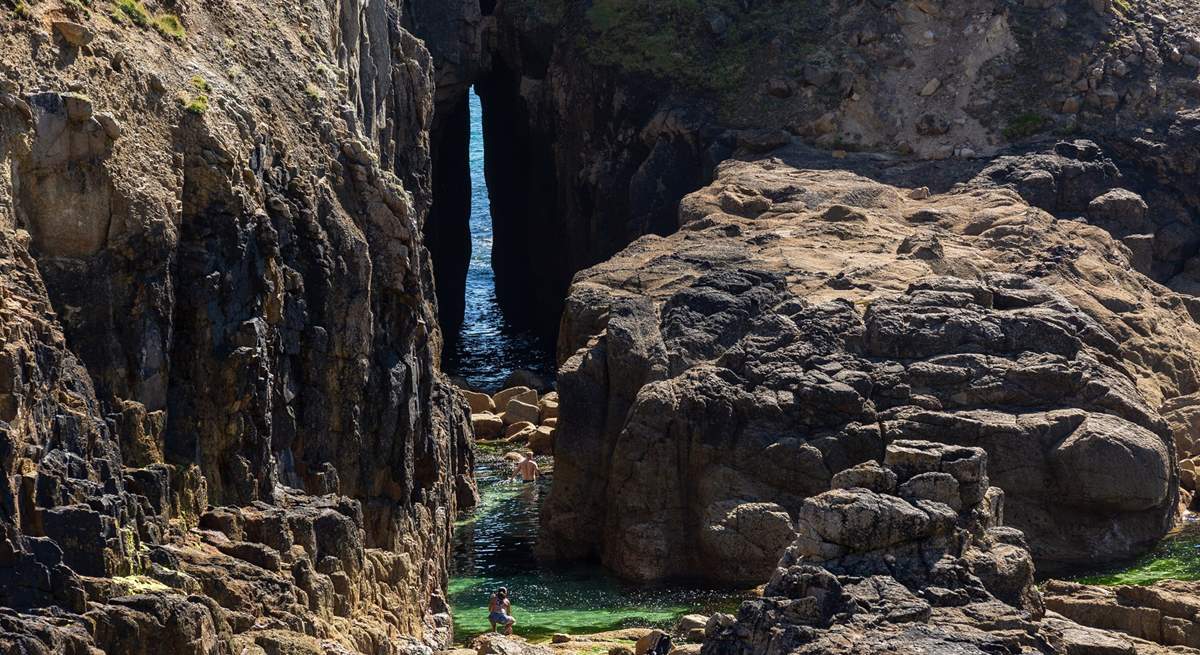 Head out in the car, walk through the Cornish countryside to the stunning beach at Nanjizal, you may see the wild ponies on the way.