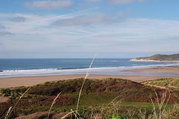 North Devon is home to some of the most spectacular sandy surfing beaches - such fun for all the family. This is Woolacombe.