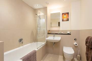This is the family bathroom. There is an extra wide door which is so useful for any guests with mobility issues.