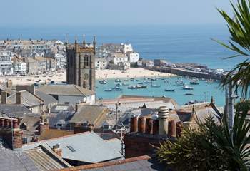 Overlooking the rooftops towards St Ives which is just two miles away from Trevail.