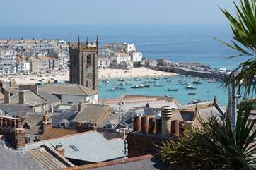 Overlooking the rooftops towards St Ives which is just two miles away from Trevail.