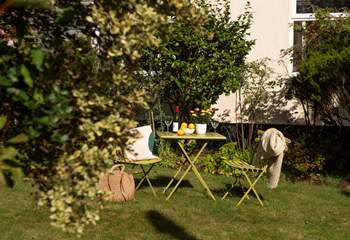 Dine outside in the pretty garden.