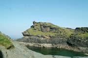 Boscastle's dog-leg harbour leads out to the open sea.