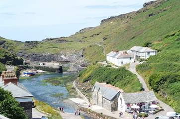 A view towards the harbour and the stunning cliff tops.