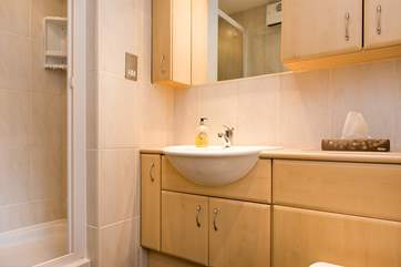 The en suite shower-room, there is a step into the shower.