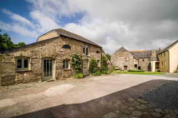 Looking across at the front of Leigh Barn, with the owner's house situated to the right of the picture.