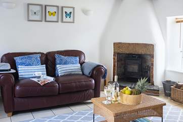 A comfy leather sofa to relax in.