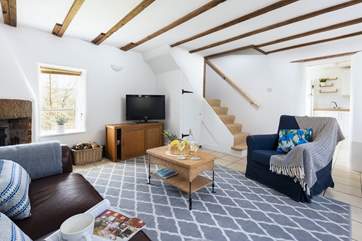 The stairs take you up to your double bedroom, the shower-room is on the ground floor.