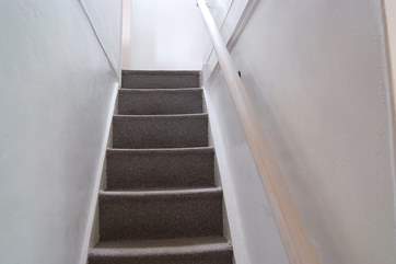 The cottage stairs are typically steep but there is a handrail.