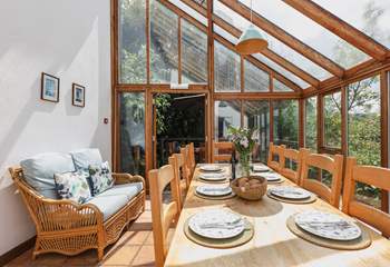 The garden-room makes a fabulous dining space and the views over the nature reserve are uninterrupted.
