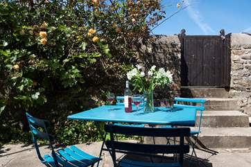 The terrace, set outside the kitchen.