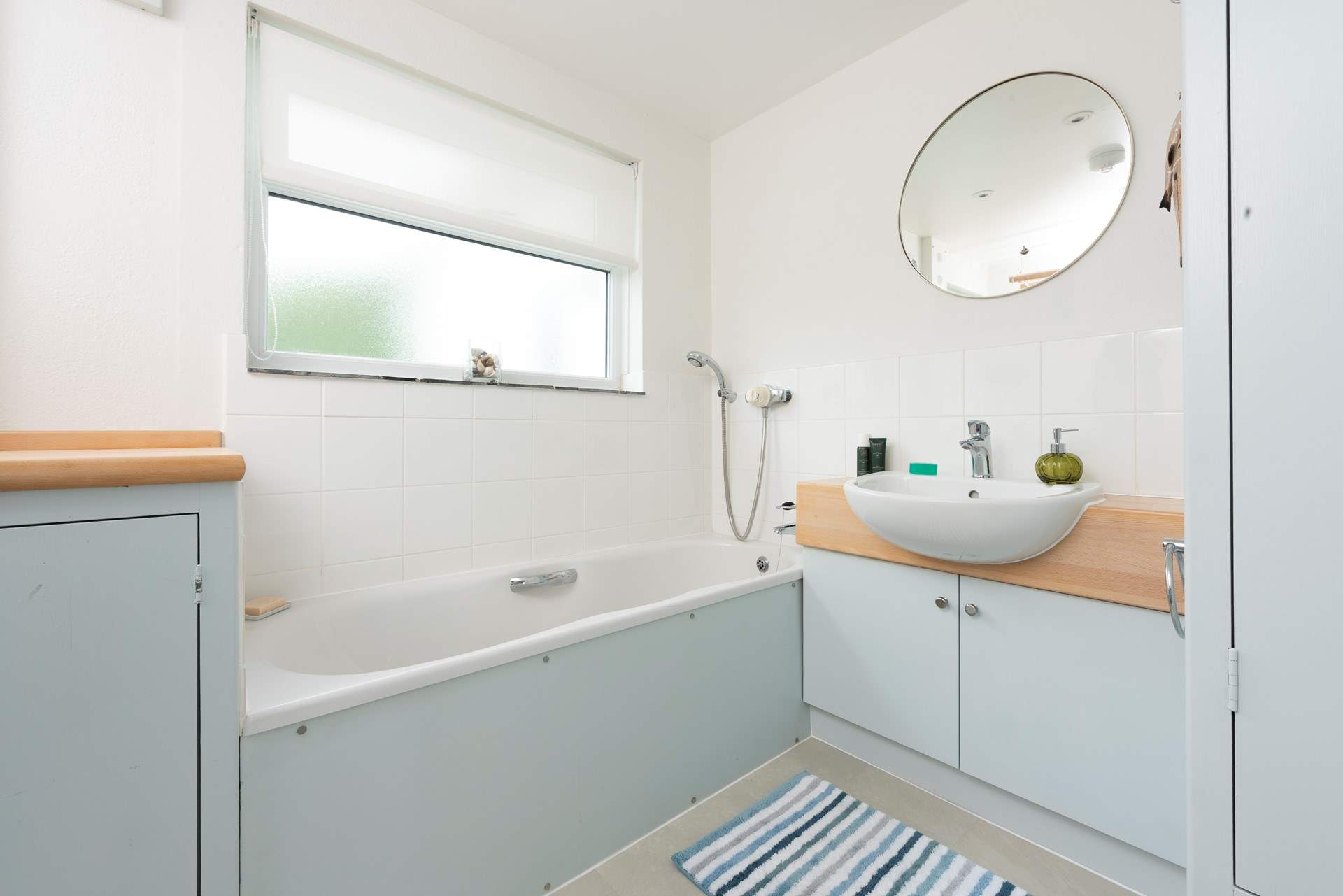 The family bathroom, one of three wash-rooms in the cottage.