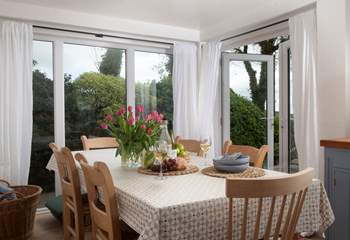 The dining-area leads directly into the garden, share your Cornish feast inside or out.