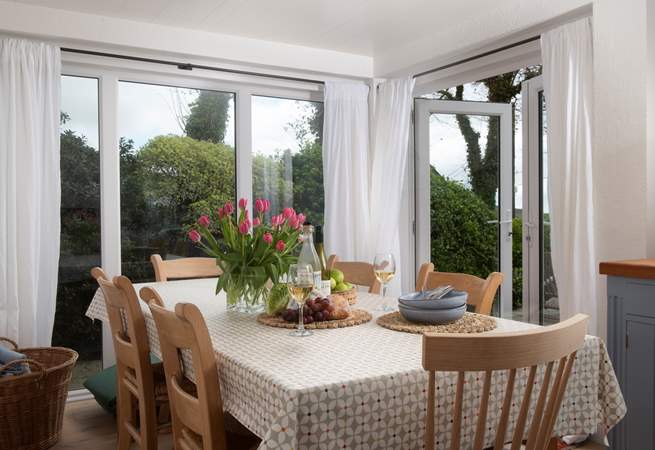 The dining-area leads directly into the garden, share your Cornish feast inside or out.