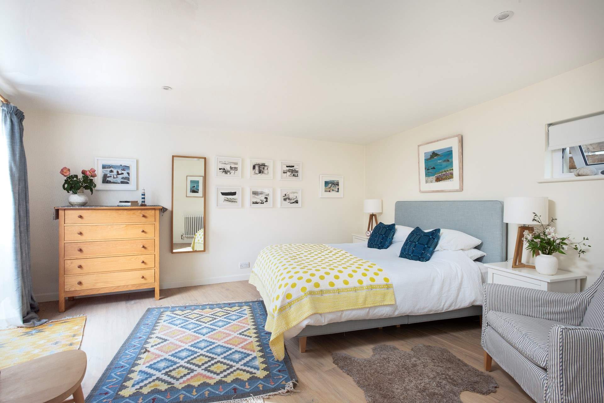 Stunning bedroom 1 has doors to the garden.