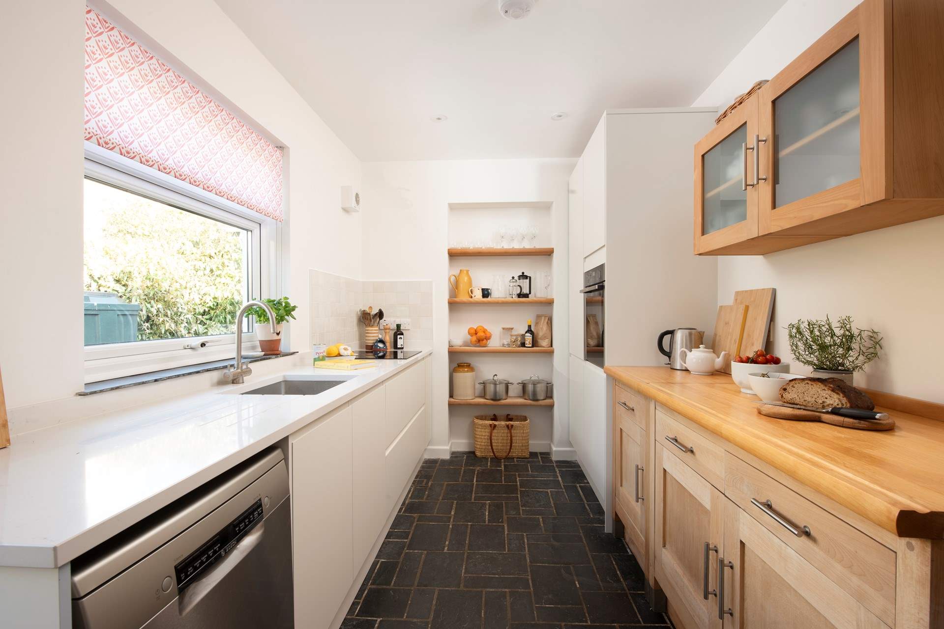 The contemporary kitchen.