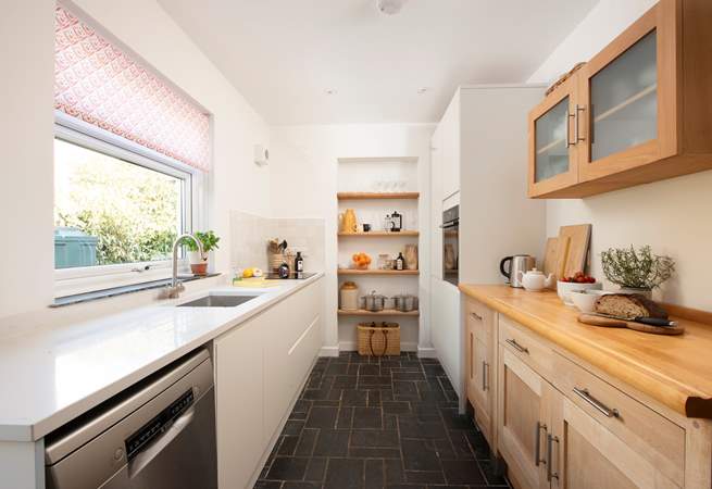 The contemporary kitchen.