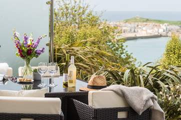 The balcony is just perfect to enjoy a glass of wine.