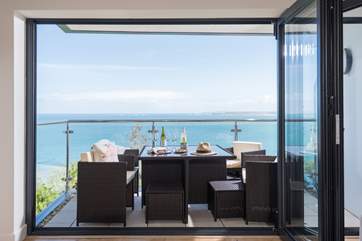 The balcony is the perfect spot for lunch.