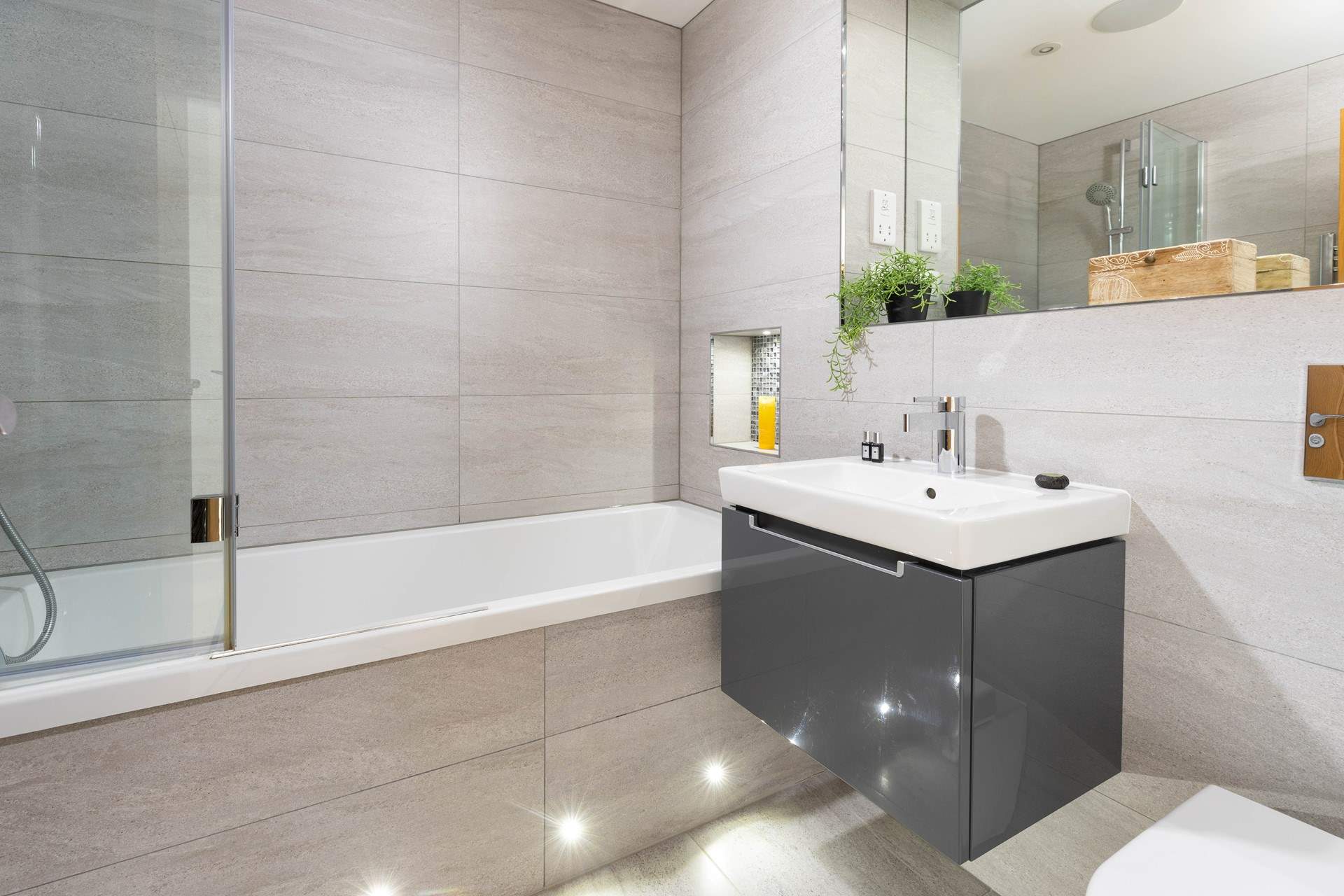 A family bathroom completes this gorgeous apartment.