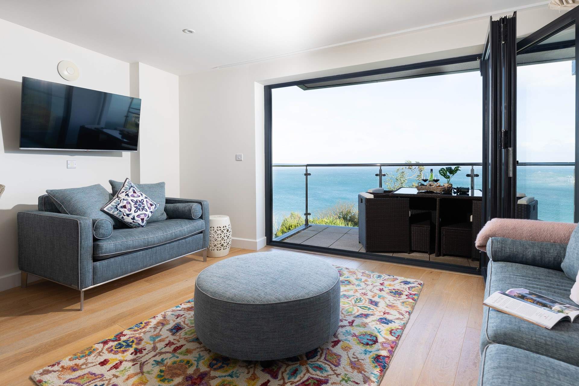 A seamless blend of outdoor and indoor elements, showcasing the outstanding sea view.