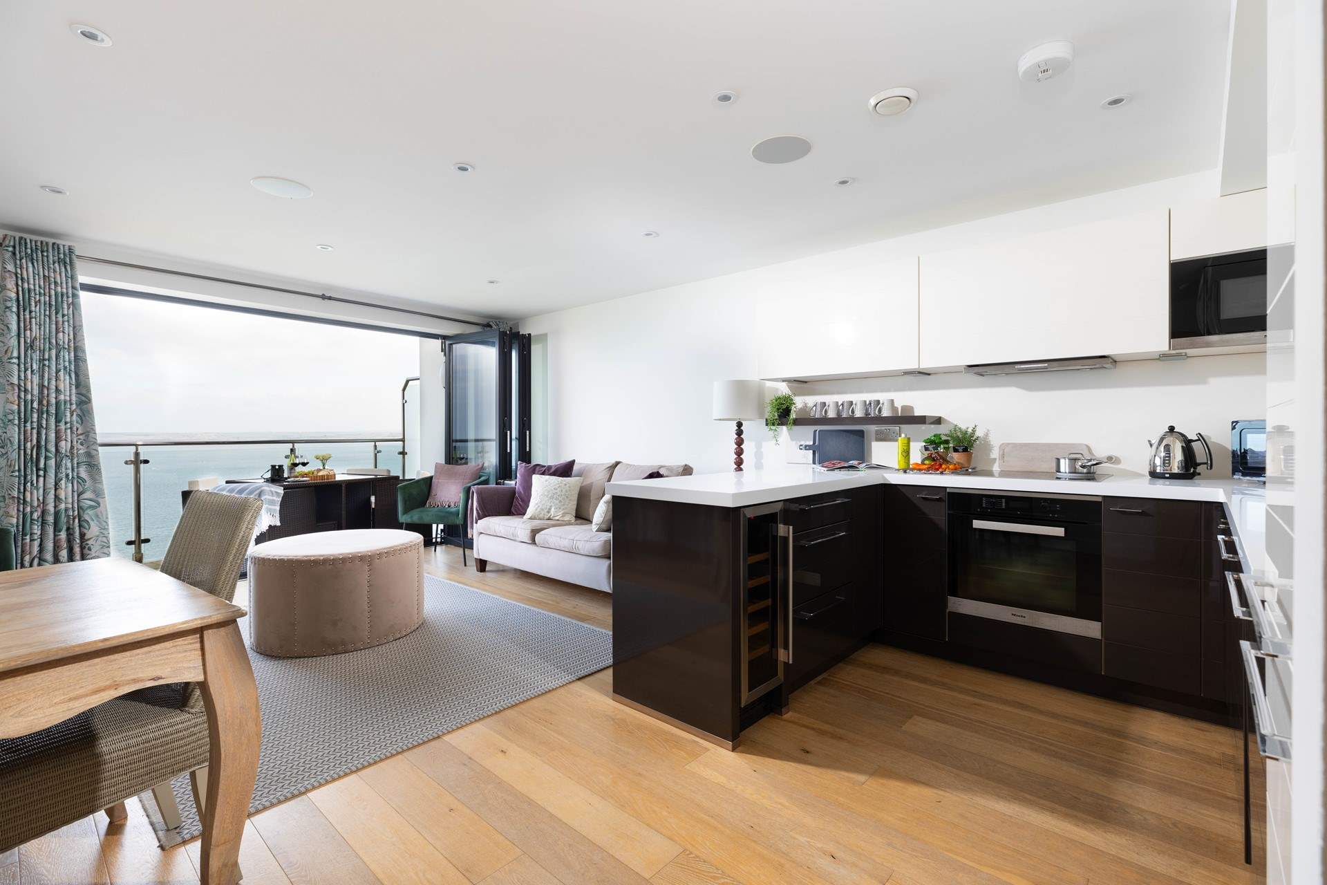 A bright and airy open plan living space designed to help you relax and connect with the Cornish coast.