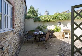 This is the courtyard that greets you, perfect for afternoon tea.
