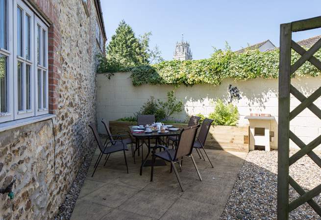 This is the courtyard that greets you, perfect for afternoon tea.