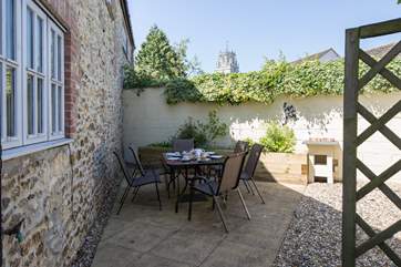 This is the courtyard that greets you, perfect for afternoon tea.
