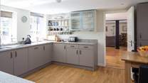 The kitchen looks out over the inner courtyard in this very quiet setting.