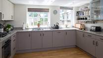The spacious kitchen - complete with printed blinds of the Jurassic Coast just a few miles away! Your own 'sea view'.