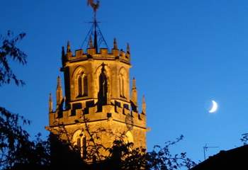 View of St Andrew's Church from the courtyard of the cottage.